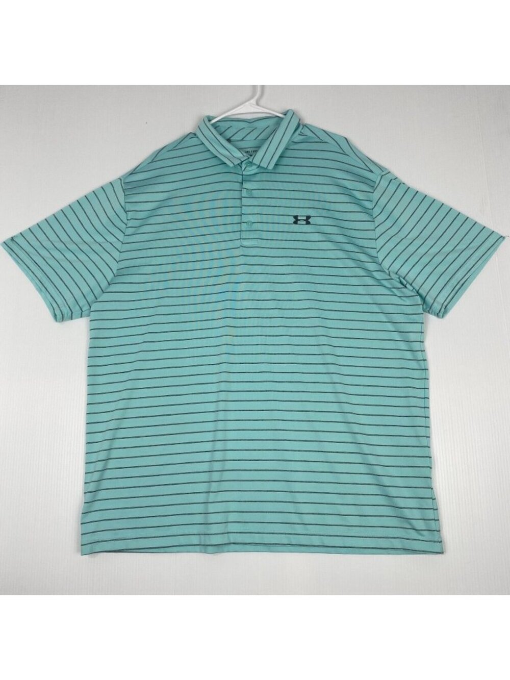 Under Armour The Playoff Polo Mens Size 2XL Stripe Short Sleeve Shirt Green